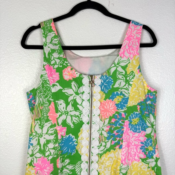 Lilly Pulitzer Cathy Shift Hibiscus Stroll Green Printed Cotton Mini Dress sz 8 - Picture 2 of 8